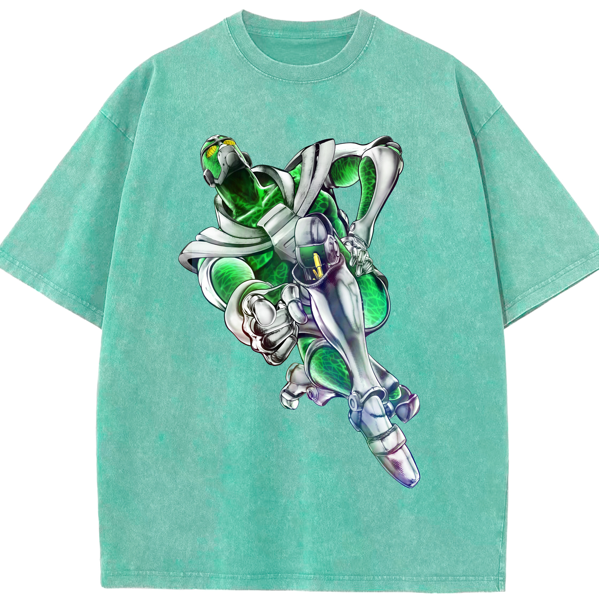 （画像用） ジョジョの奇妙な冒険 花京院 典明（かきょういん のりあき） JoJo's Bizarre Adventure Kakyoin Noriaki 綿100% ヴィンテージ風 半袖Tシャツ（フロントプリント）